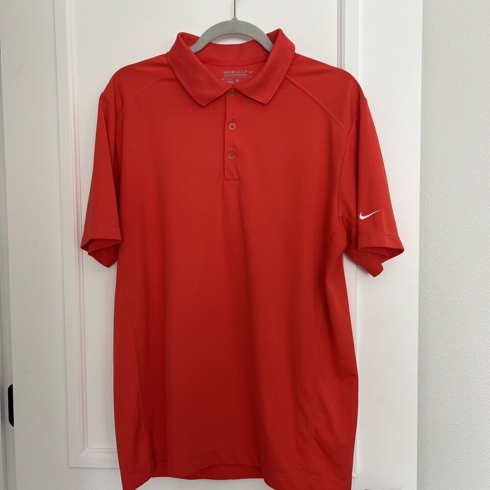 Nike Golf Tour Performance‎ Polo Shirt Dri Fit Mens L Red Plaid Short Sleeve
